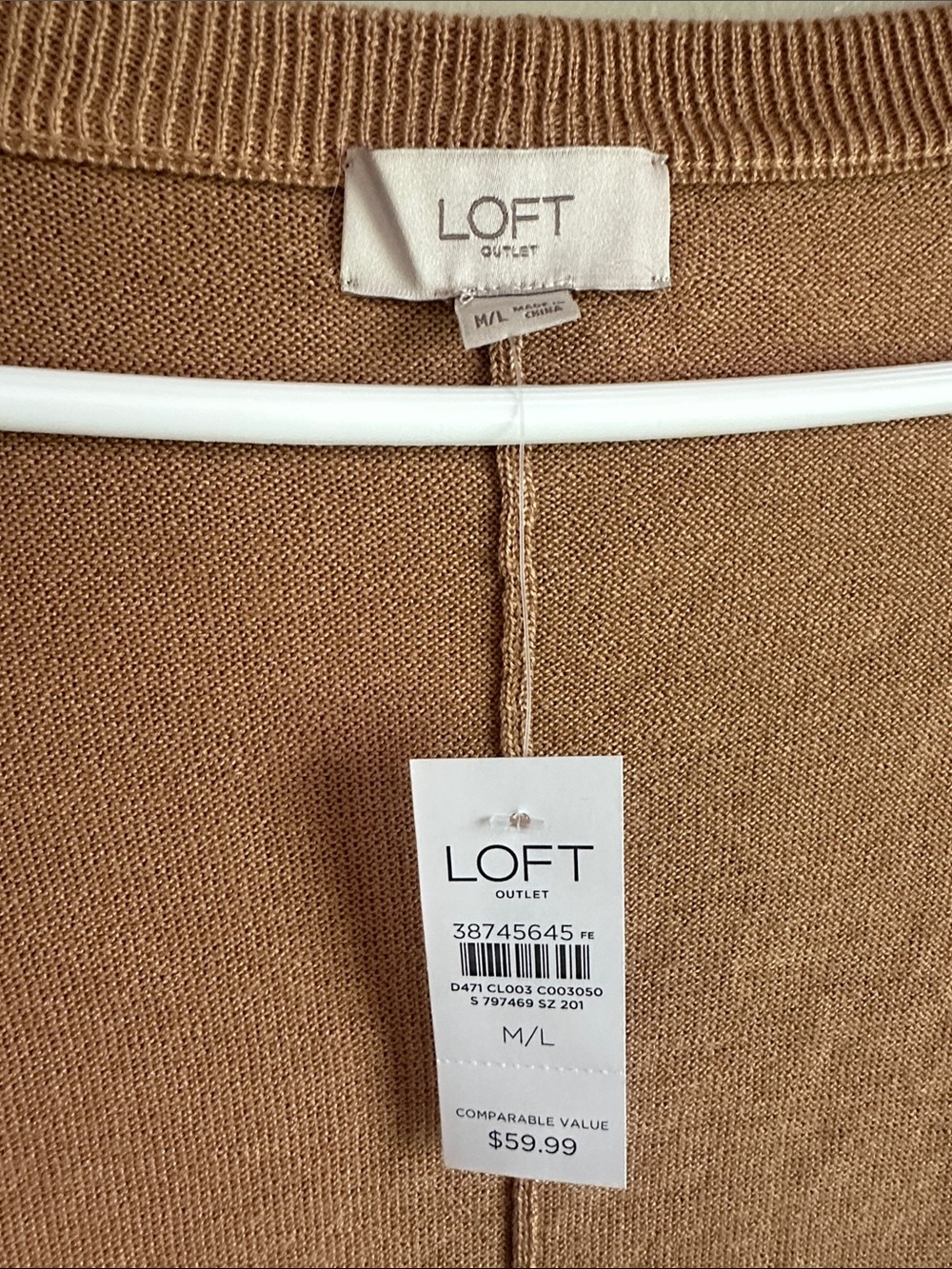 LOFT Open-Front Dolman Cardigan in Camel/Tan - Picture 3 of 4